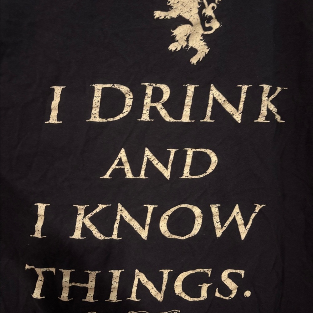 Black Game of Thrones T-Shirt with Gold Print - Picture 3 of 4